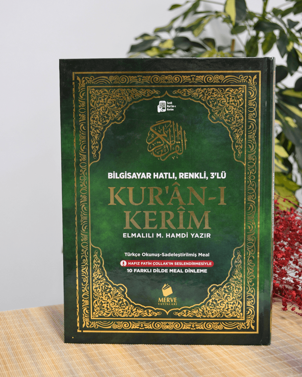 Bilgisayar Hatlı; Renkli; 3’lü Kur'an-ı Kerim Cami Boy