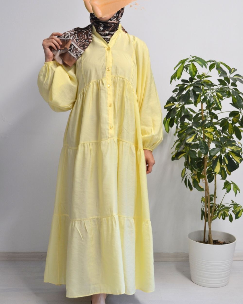 Kadın Modal Tesettür Elbise – Rahat Kalıp – 135 cm Boy – 1-2 Beden