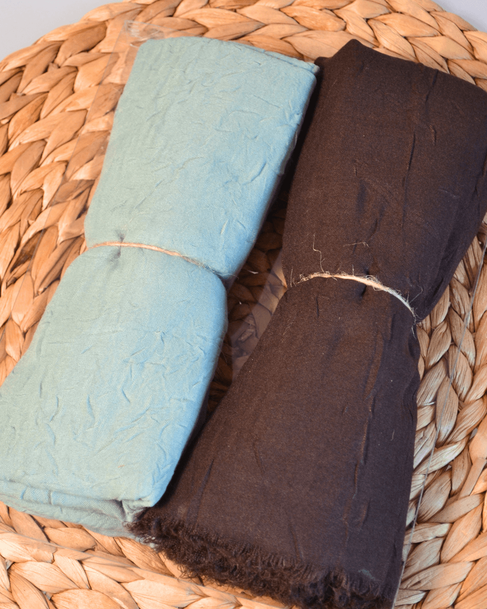 Bambu Kraş Şal 2’li Set Acı Kahve/ Su Yeşili– 75x210 cm | Nefes Alabilir; Terletmez; Tok Duruşlu Mevsimlik Kumaş