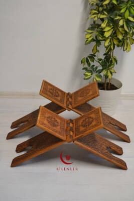 Kur’an-ı Kerim Rahlesi Selçuklu Desenli– Büyük Boy (18X65cm) Yakma İşçilikli