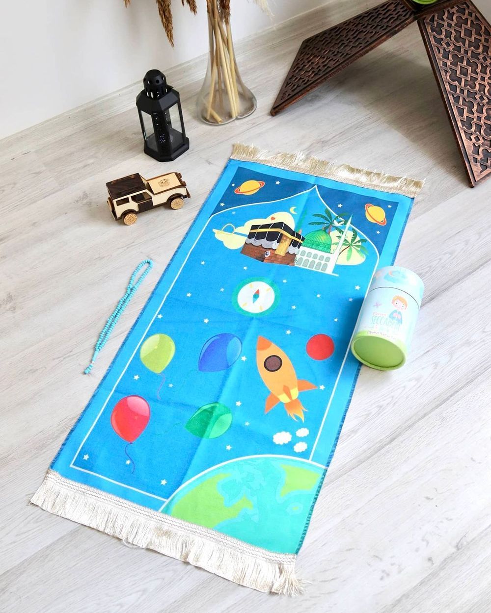 Oğlumun Seccade Seti Kumbaralı Mavi