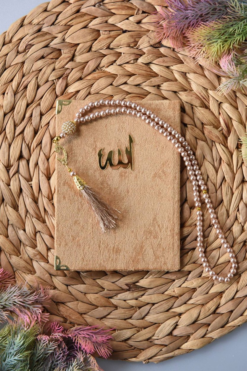 Kadife Yasin Tül Keseli Tesbihli 128 Sayfa Gold Renk 10 Adet