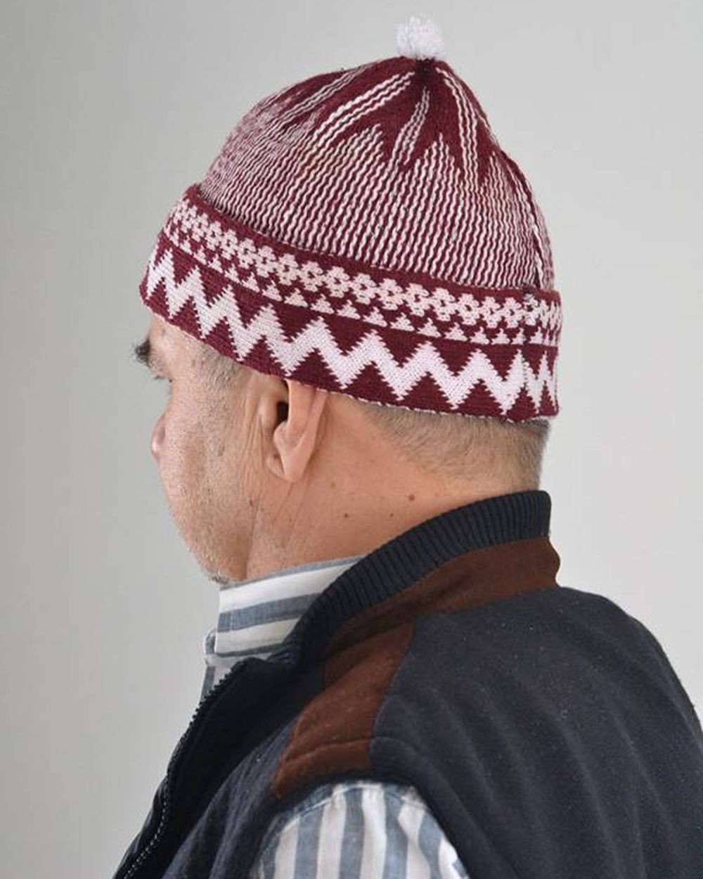 Kırçıllı Triko Örme Hacı Takkesi Bordo