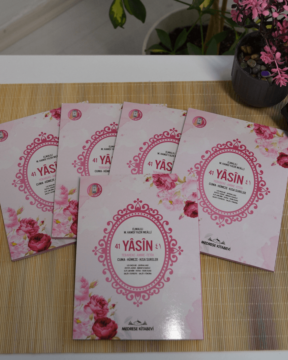 Mevlit Hediyeliği 41 Yasin Bilgisayar Hatlı Türkçe Okunuş Mealli ve Sesli 5 Adet Pembe