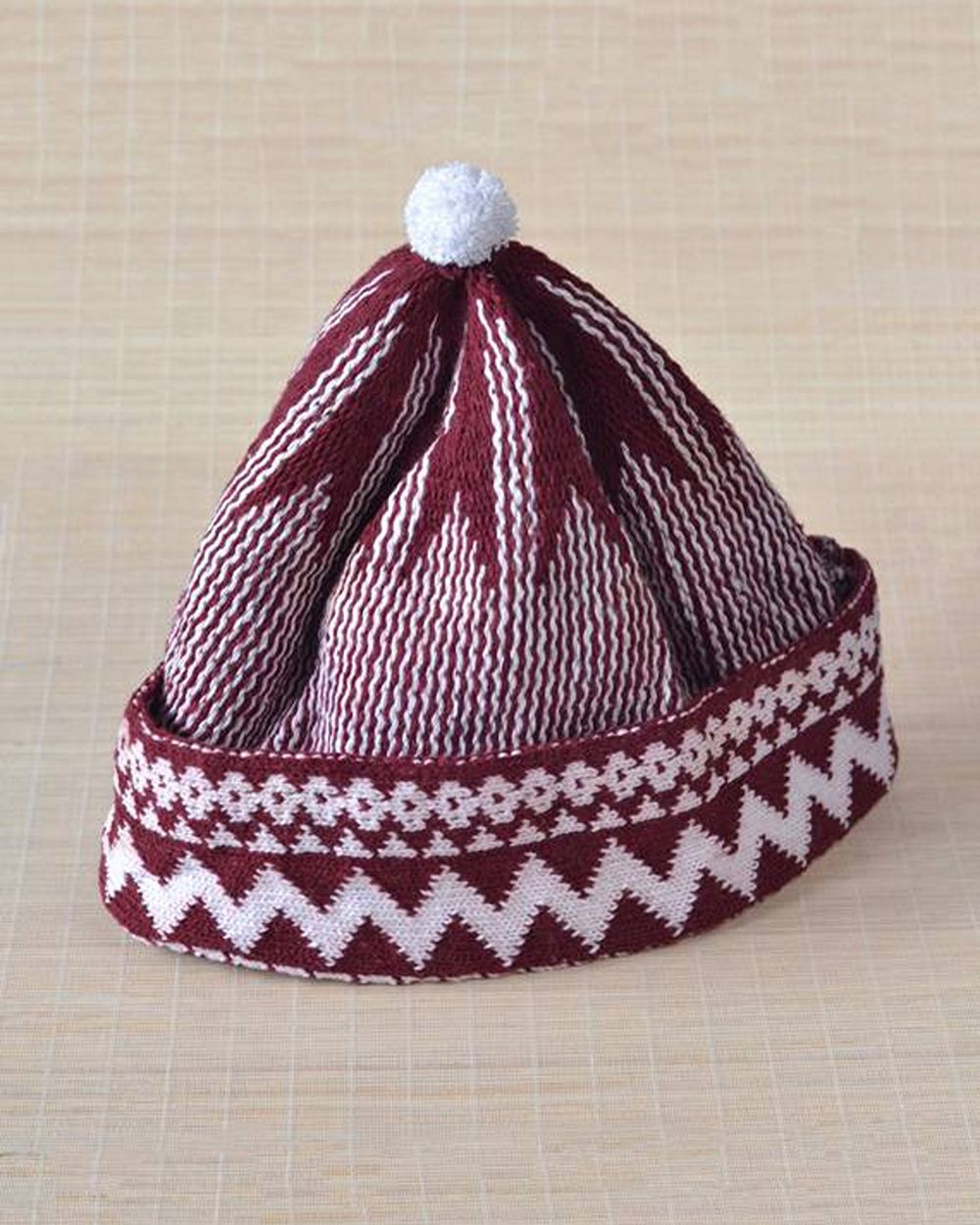 Kırçıllı Triko Örme Hacı Takkesi Bordo