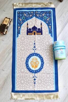 Kumbaralı Silindir Kutu Çocuk Seccadesi Mavi