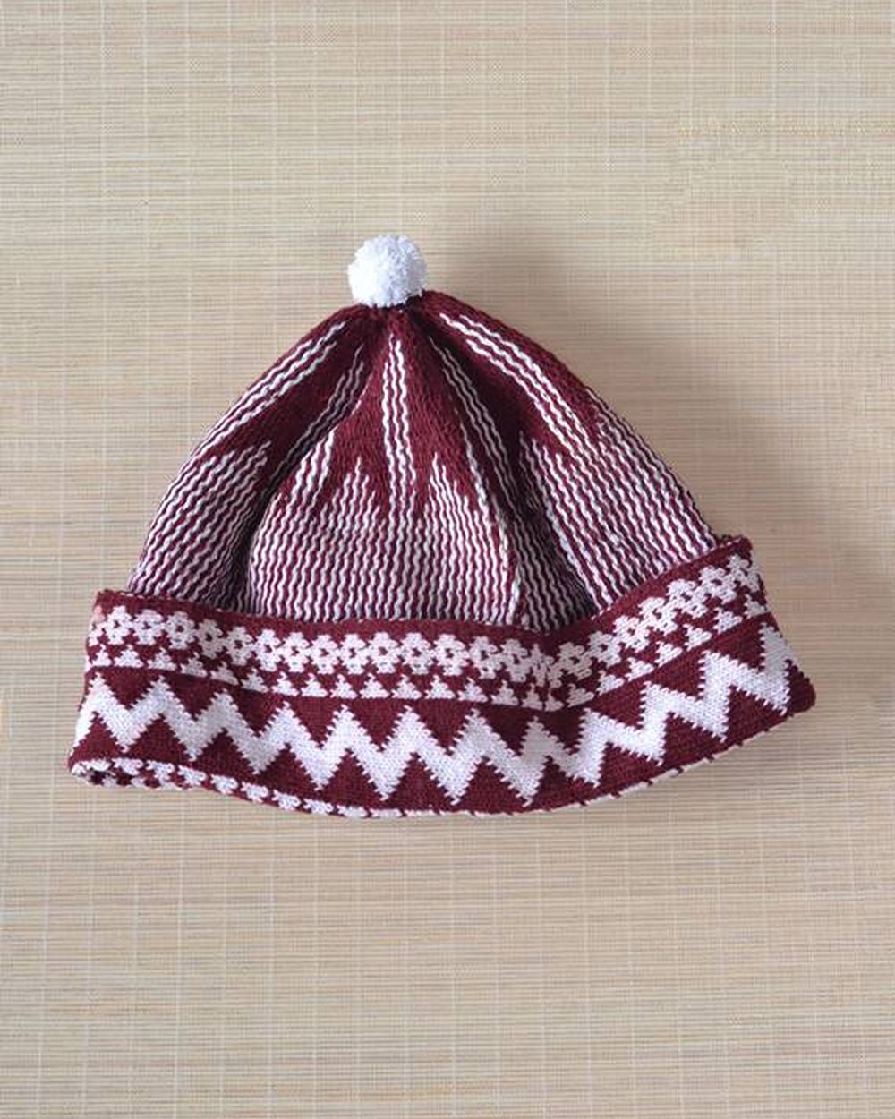 Kırçıllı Triko Örme Hacı Takkesi Bordo