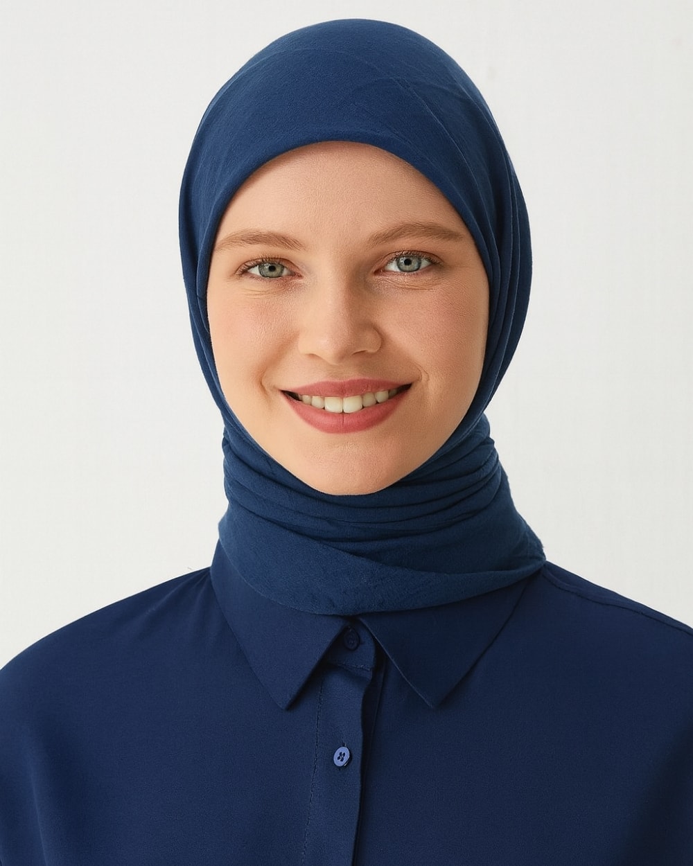 Konfor Eşarp – 195x85 cm – 4 Mevsim Kullanım – Terletmez, Kaymaz, Pamuk Polyester Karışımlı Rahat Eşarp - Indigo