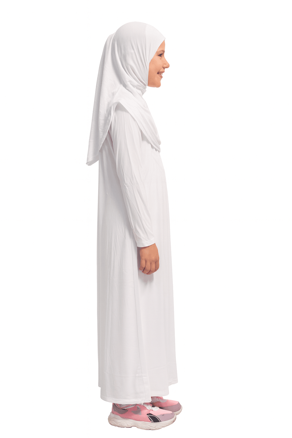 Penye Kendinden Başörtülü Çocuk Namaz Elbisesi – 9-10-11 yaş/110 cm| Kız Çocuk İçin Namaz Kıyafeti