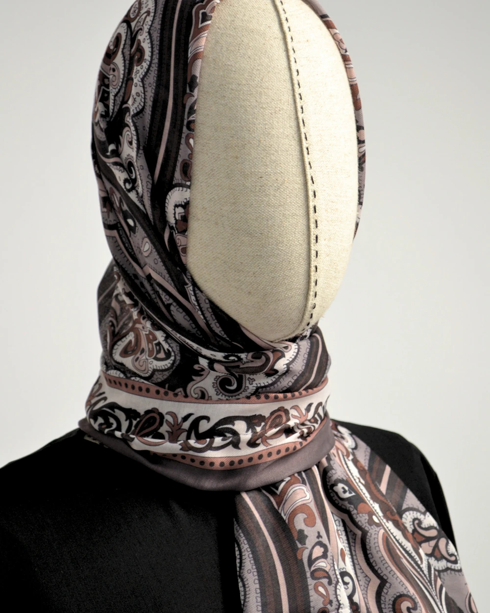 Etnik Desenli Pamuklu Şal Vizon