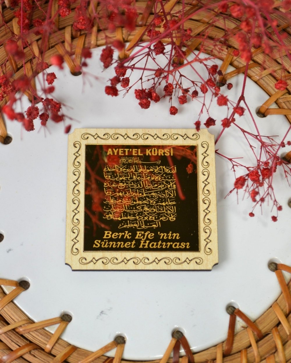Kişiye Özel Hediyelik Magnet 20 Adet Gold01 | Hac, Umre, Mevlüt, Düğün, Nişan, Sünnet İçin Dolap Magneti