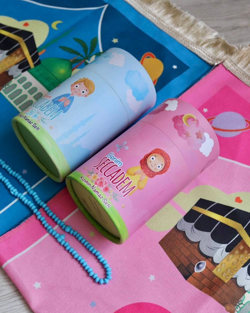 Oğlumun Seccade Seti Kumbaralı Mavi