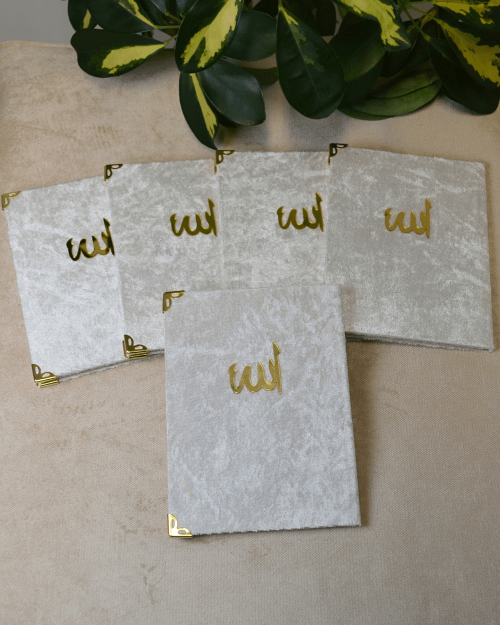 Kadife Kapaklı Allah Lafızlı Ekonomik Yasin Kitabı Ekru - 12x17 cm; 80 Sayfa