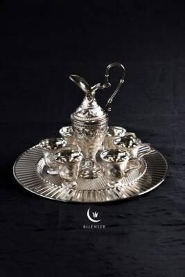 Hediyelik/ Sunumluk Lüks Gümüş Renkli Kaf Zemzem Takımı – 8 Parça