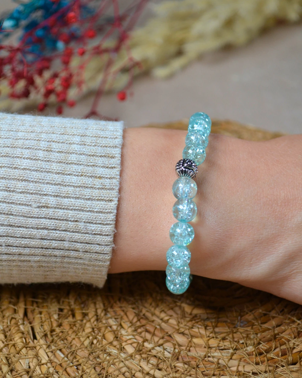 Bileklik Canlı Renkli Cam Boncuk Mavi 3 Adet – Her Bileğe Uyumlu; Şık ve Zarif Aksesuar