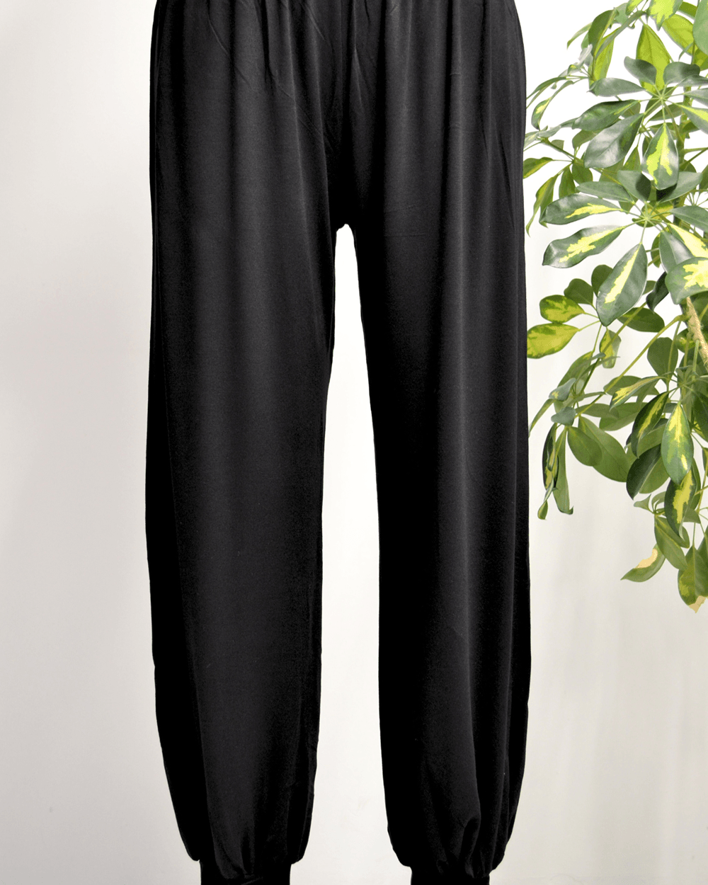 Kadın Siyah Penye Pantolon | S-4XL | Tesettür Rahat Kesim | Günlük & Umre Kıyafeti