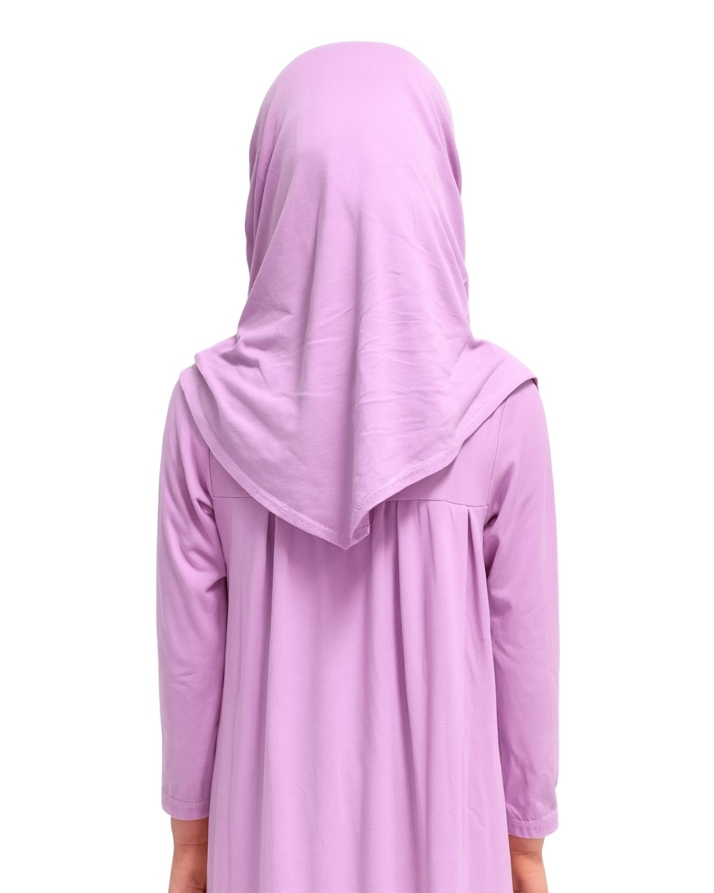 Penye Kendinden Başörtülü Çocuk Namaz Elbisesi Lila/ 6-7-8 yaş