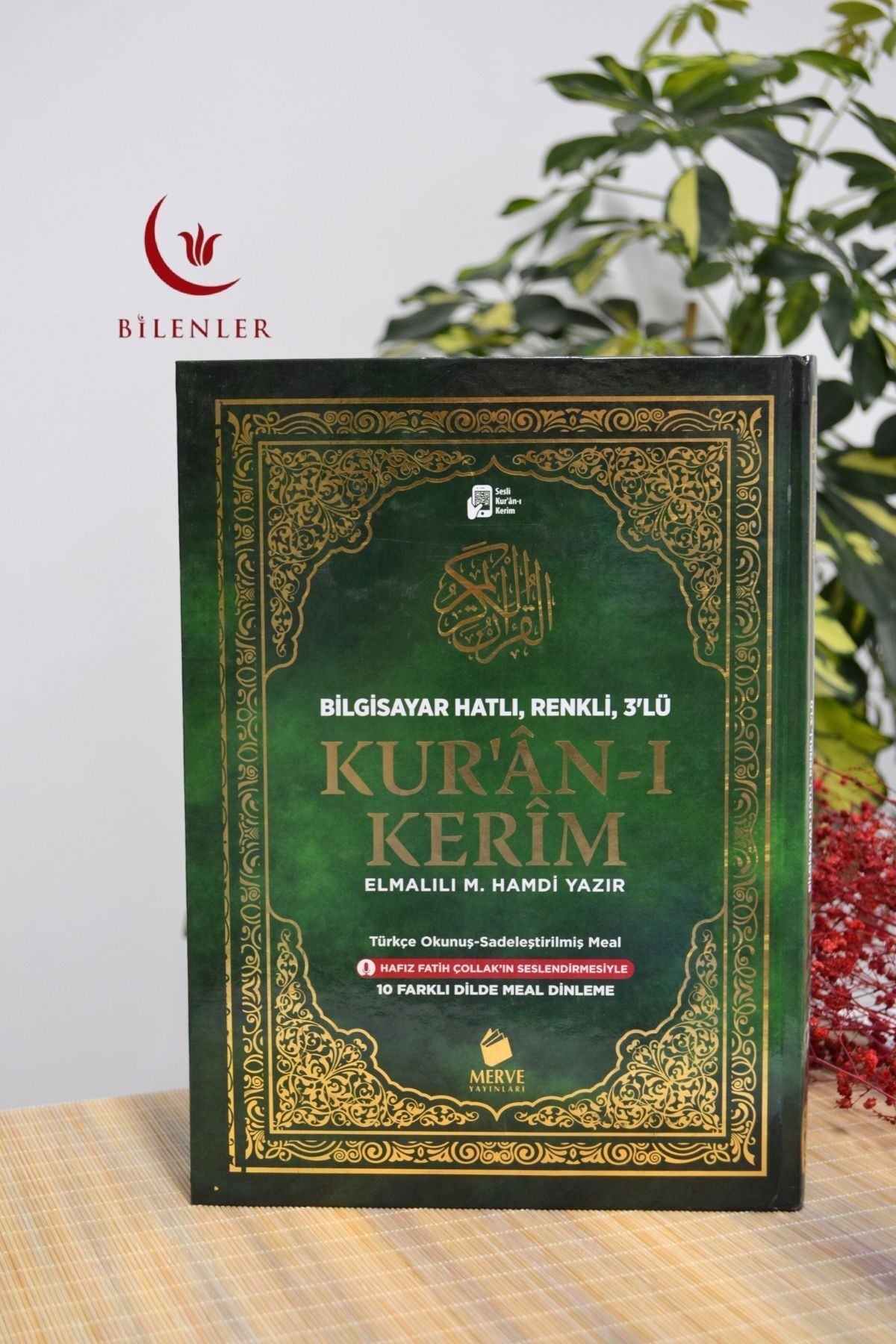 Bilgisayar Hatlı, Renkli, 3 lü Kur'an-ı Kerim Rahle Boy