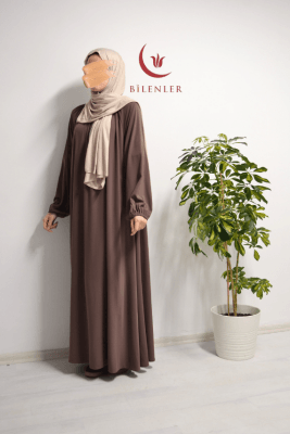 Medine İpeği Elbise Bej