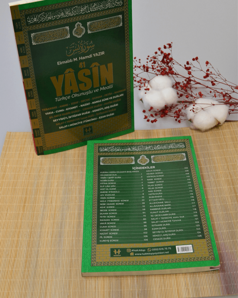 Türkçe Okunuşlu ve Mealli Fihristli 41 Yasin Dua Kitabı Orta Boy Yeşil