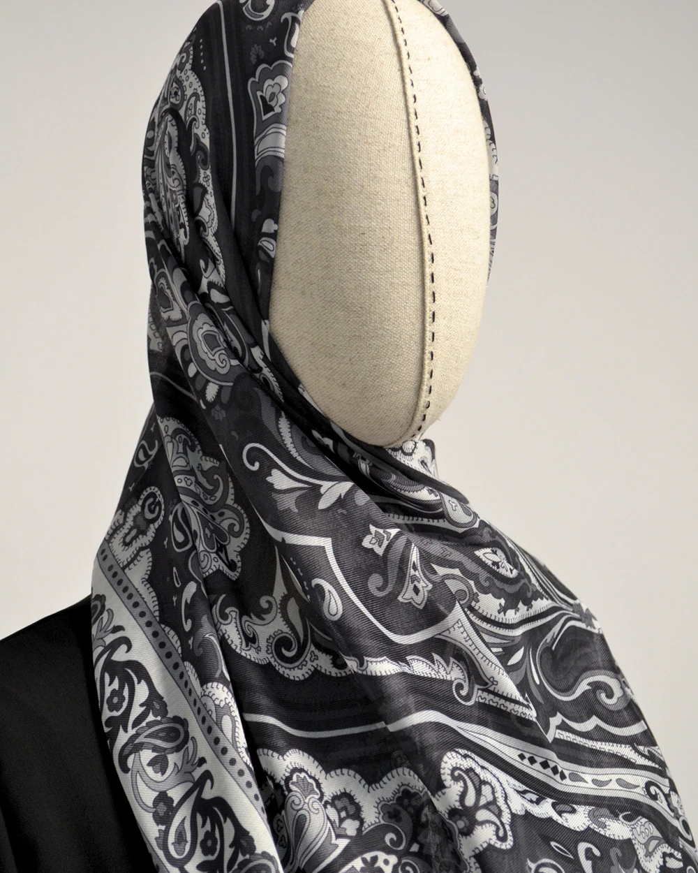 Etnik Desenli Pamuklu Şal Siyah