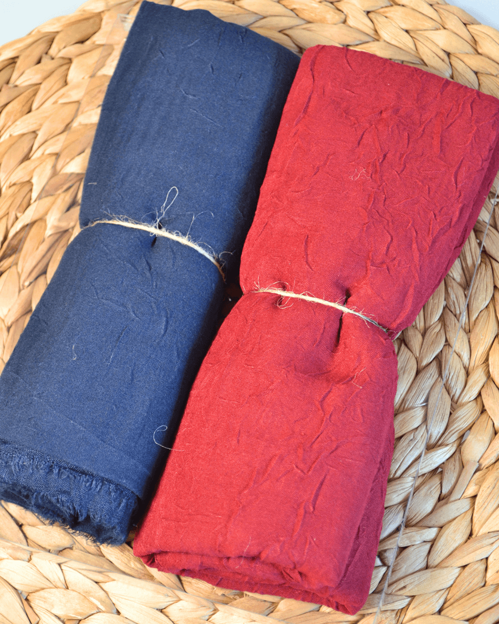 Bambu Kraş Şal 2’li Set Bordo/ Lacivert– 75x210 cm | Nefes Alabilir; Terletmez; Tok Duruşlu Mevsimlik Kumaş