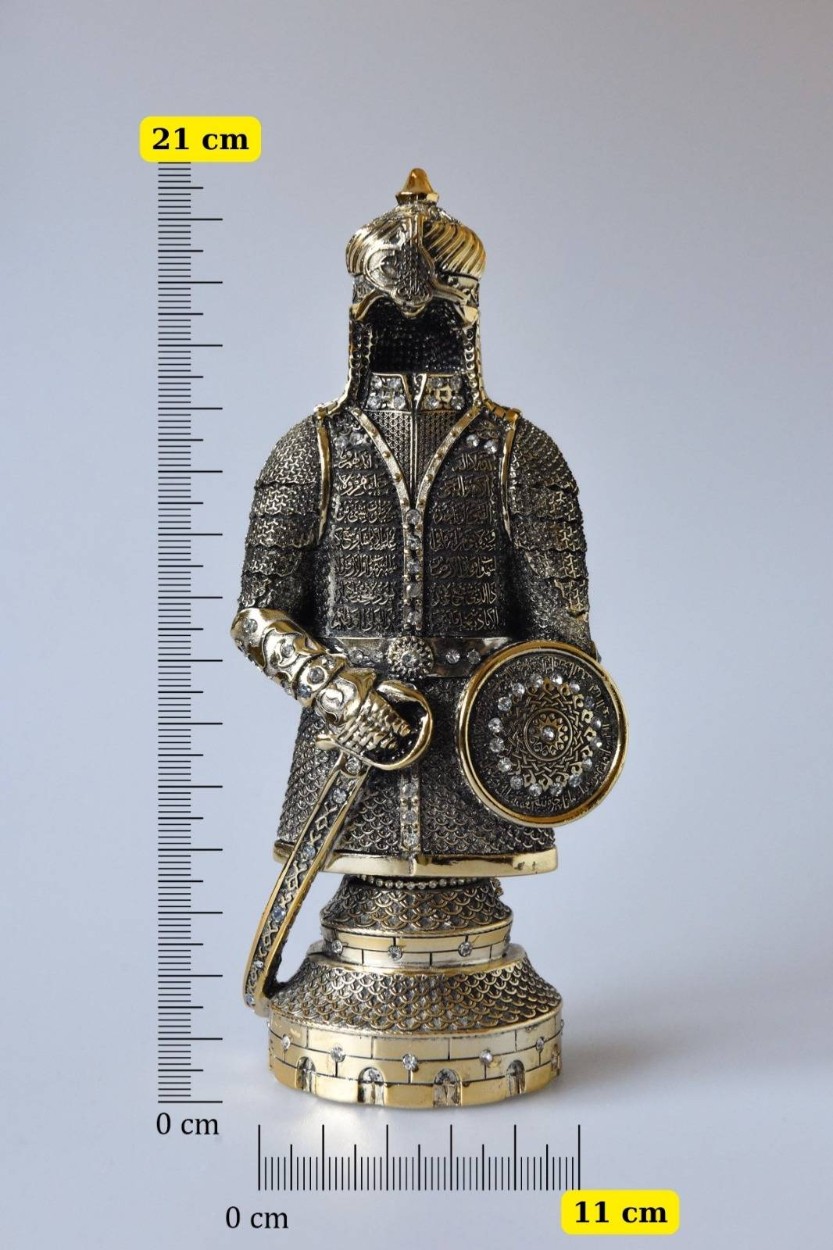 Fetih Zırh Ayetel Kürsi Biblo 11×21 cm– Altın Renk Metal Dekoratif Aksesuar