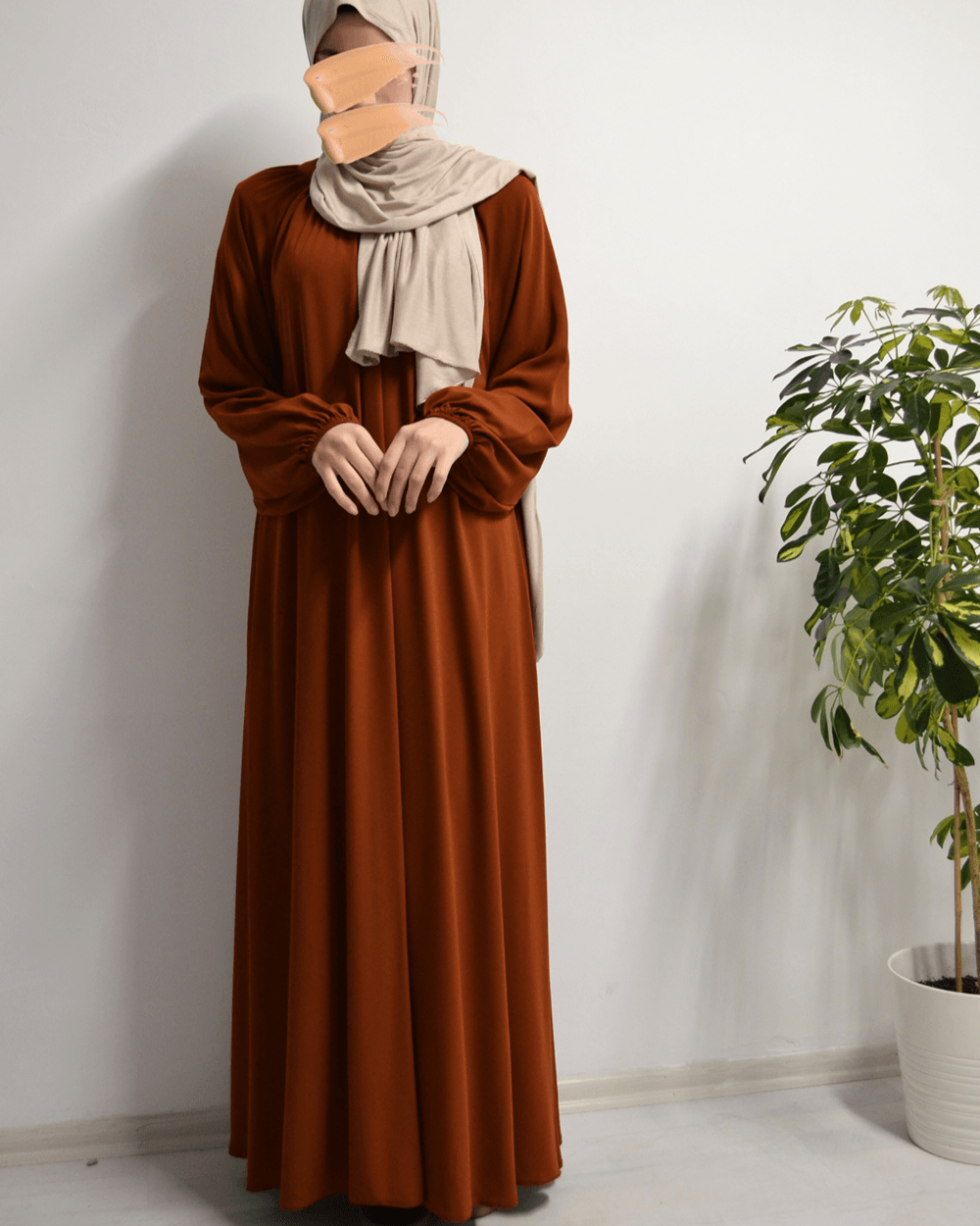 Medine İpeği Elbise Kiremit