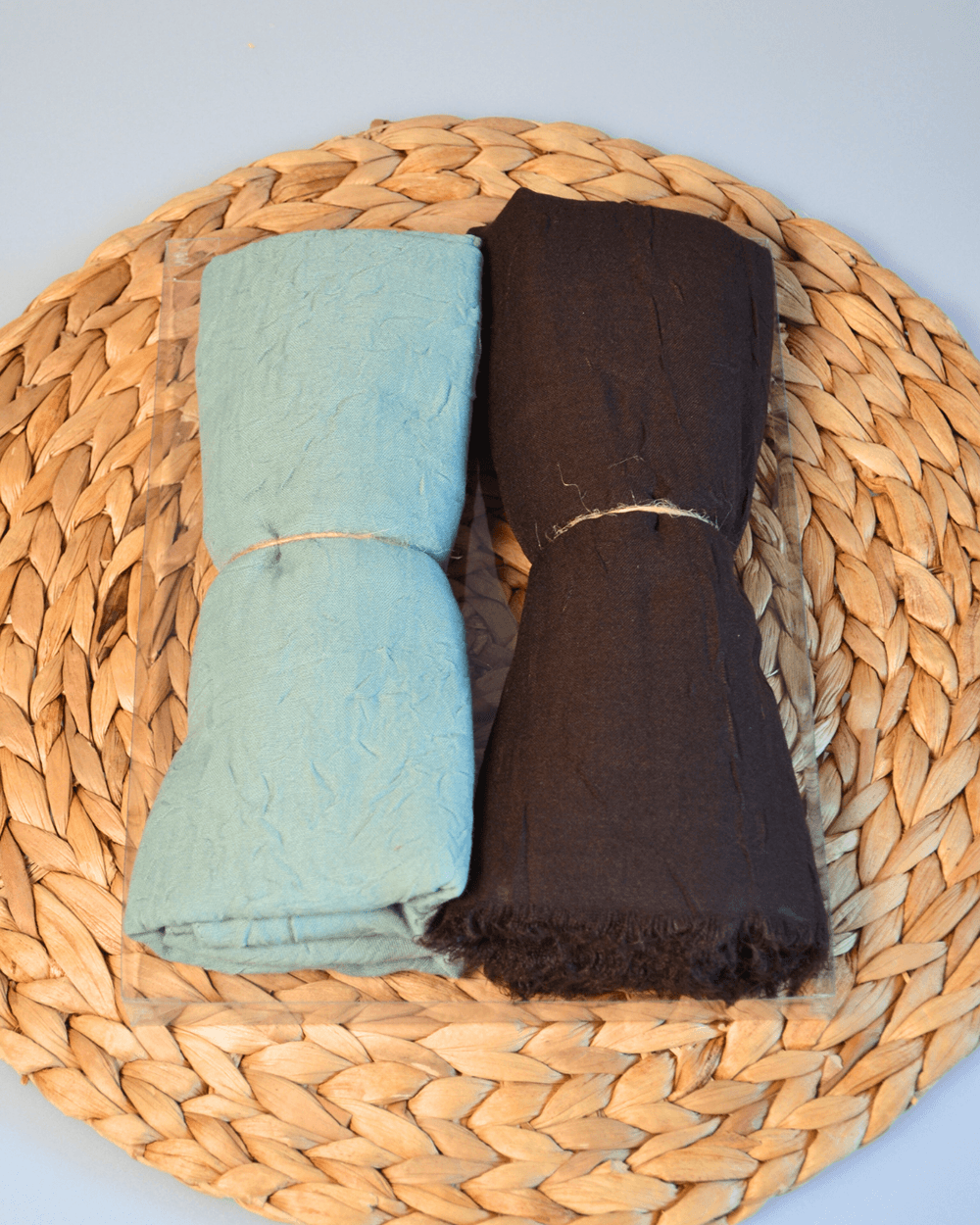 Bambu Kraş Şal 2’li Set Acı Kahve/ Su Yeşili– 75x210 cm | Nefes Alabilir; Terletmez; Tok Duruşlu Mevsimlik Kumaş