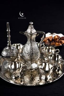 Hediyelik/ Sunumluk Osmanlı Motifli Gümüş Zemzem Takımı – 10 Parça Şık İkram Seti