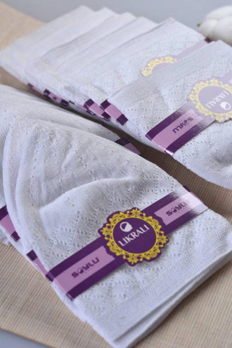 Erkek İnce Orlon Takke Beyaz – Makine İşi El Örmesi; Standart Beden