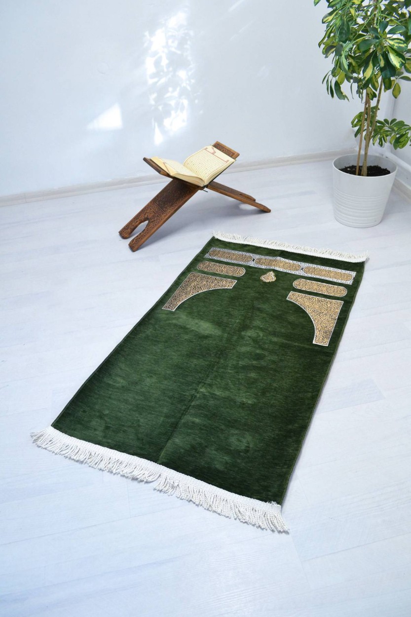 Kabe Örtüsü Şönil Kadife Seccade Yeşil Renk