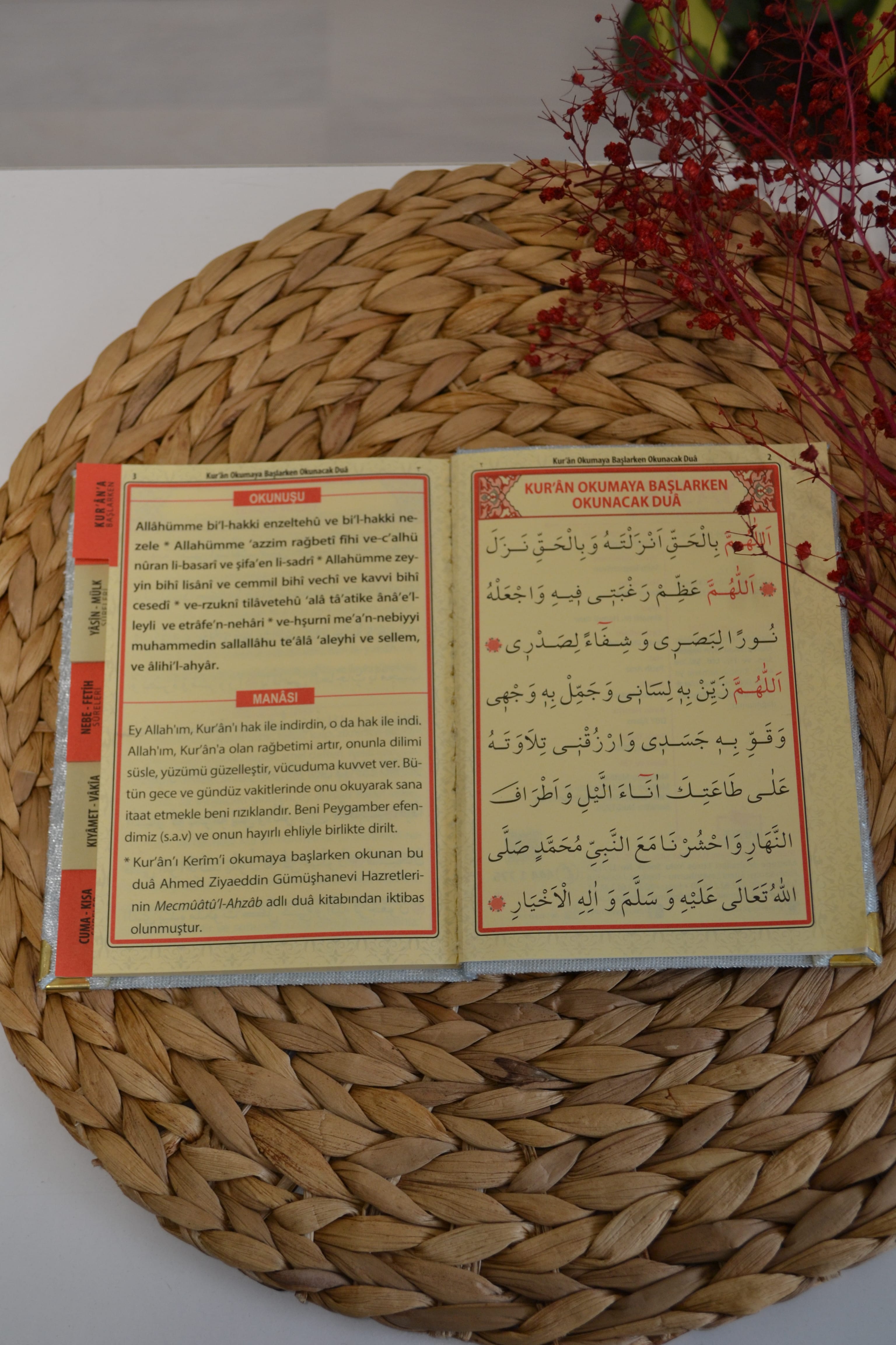 Kutulu 128 Sayfa Kadife Yasin ve İnci Tesbih Seti Mavi