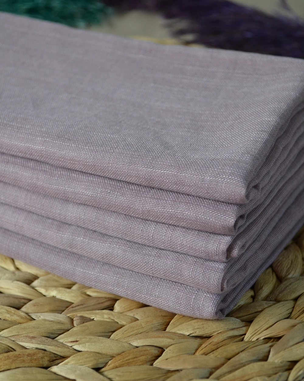 Flamlı Kare Pamuklu Eşarp Lila 5 Adet