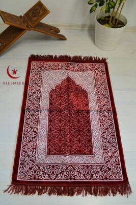 Kadife Seccade - 70x110 cm  - Yumuşak ve Konforlu Kırmızı