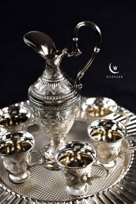 Hediyelik/ Sunumluk Lüks Gümüş Renkli Kaf Zemzem Takımı – 8 Parça