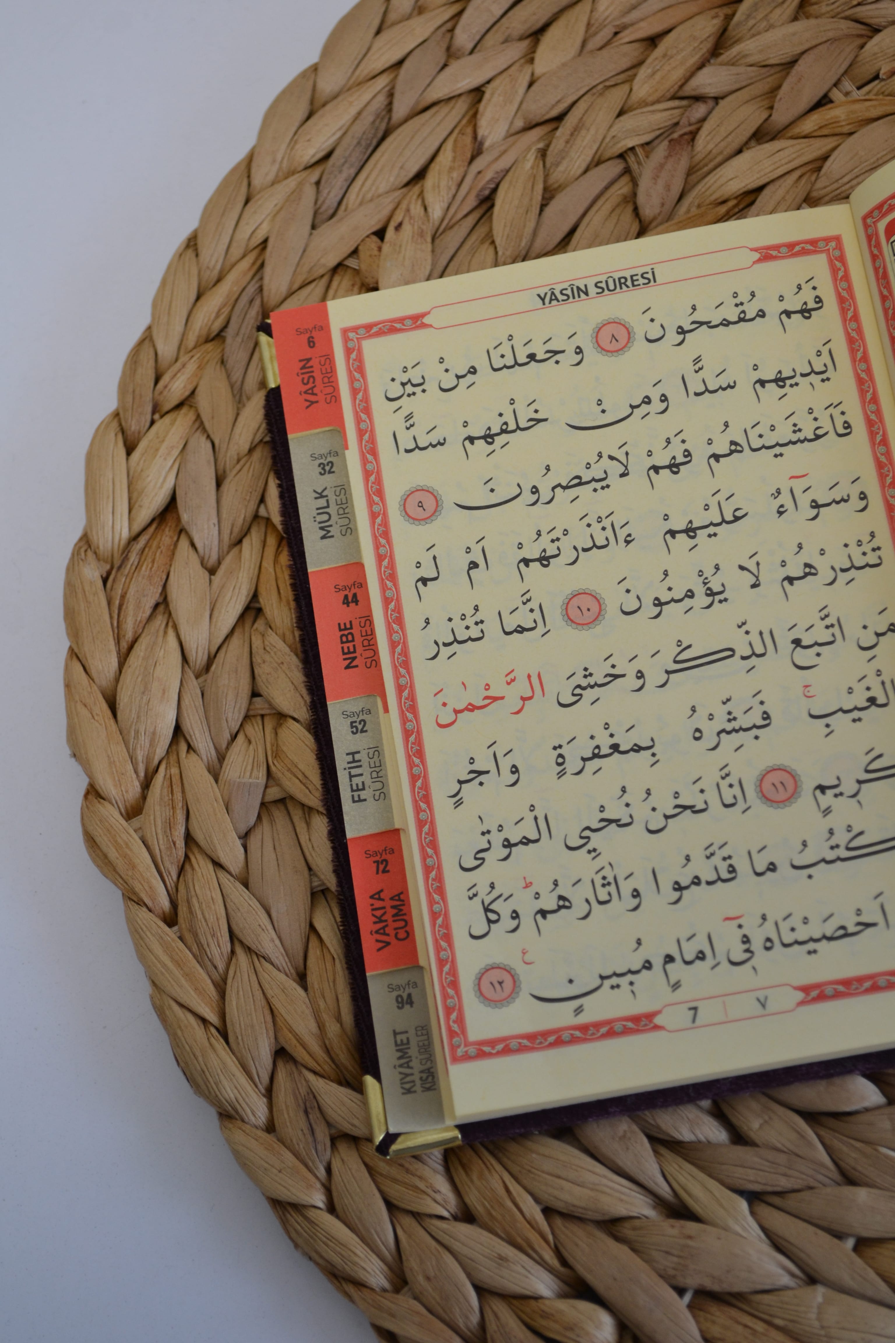 Kutulu 128 Sayfa Kadife Yasin ve İnci Tesbih Seti Mor