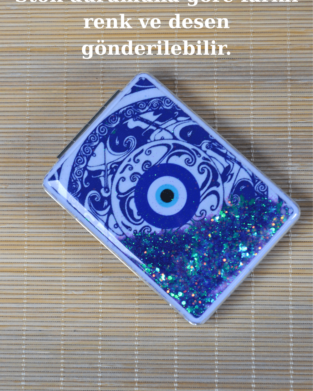 Cep Çanta Aynası; Makyaj Aynası Etnik Desenli Dikdörtgen 7x9 cm