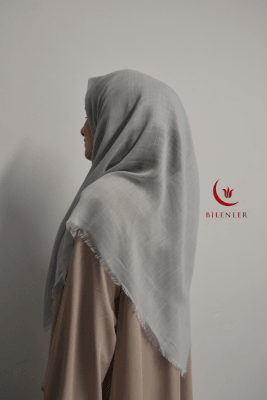 Flamlı Kare Pamuklu Eşarp Gri 10 Adet