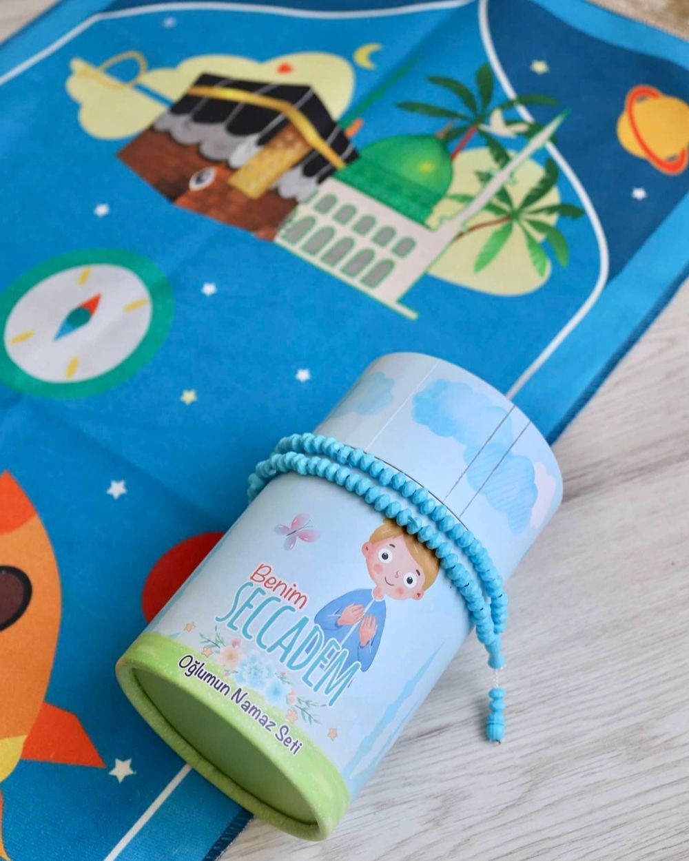 Oğlumun Seccade Seti Kumbaralı Mavi