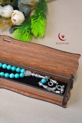 Firuze Taşlı 33’lü Erkek Tesbih – Doğal Taş; Özel Kutulu
