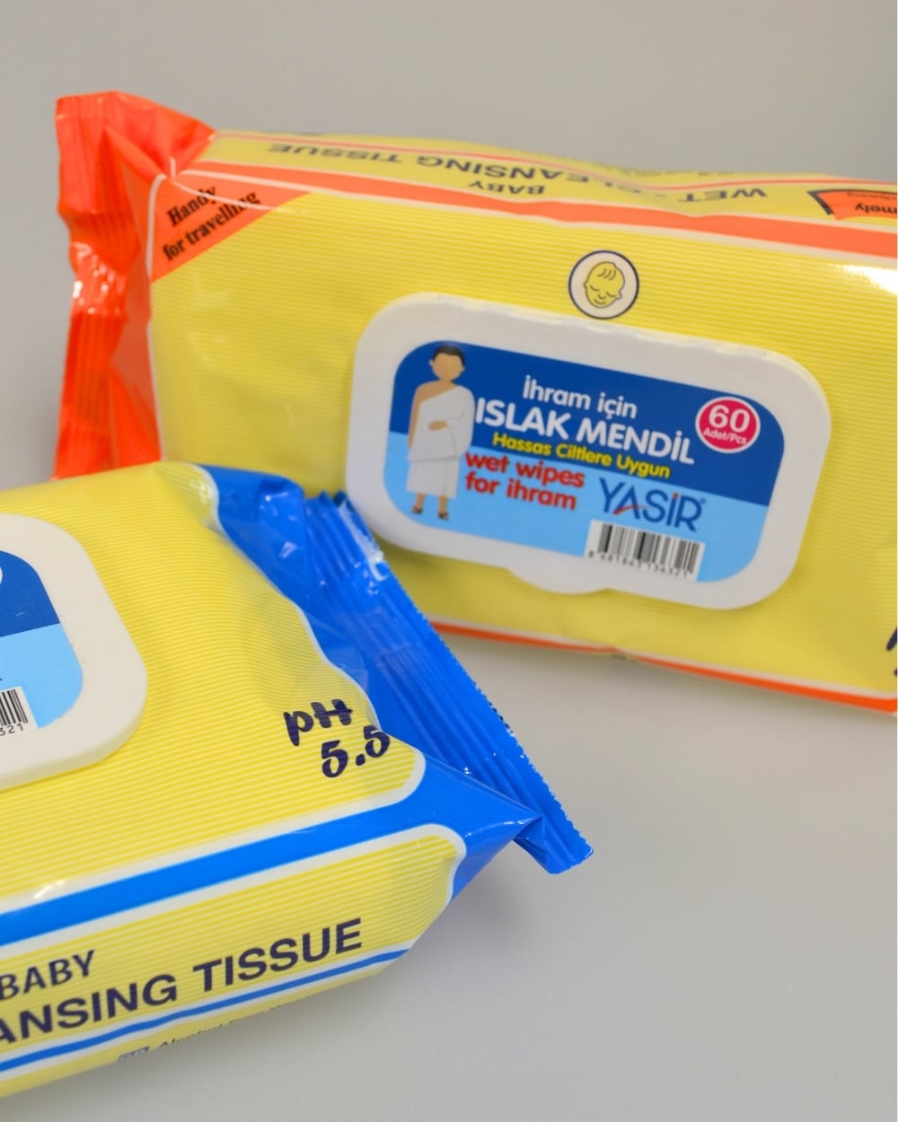 Umre ve Hac İçin Kokusuz Islak Mendil – İhrama Uygun, 2’li Paket (Toplam 120 Adet) Hijyen Mendil