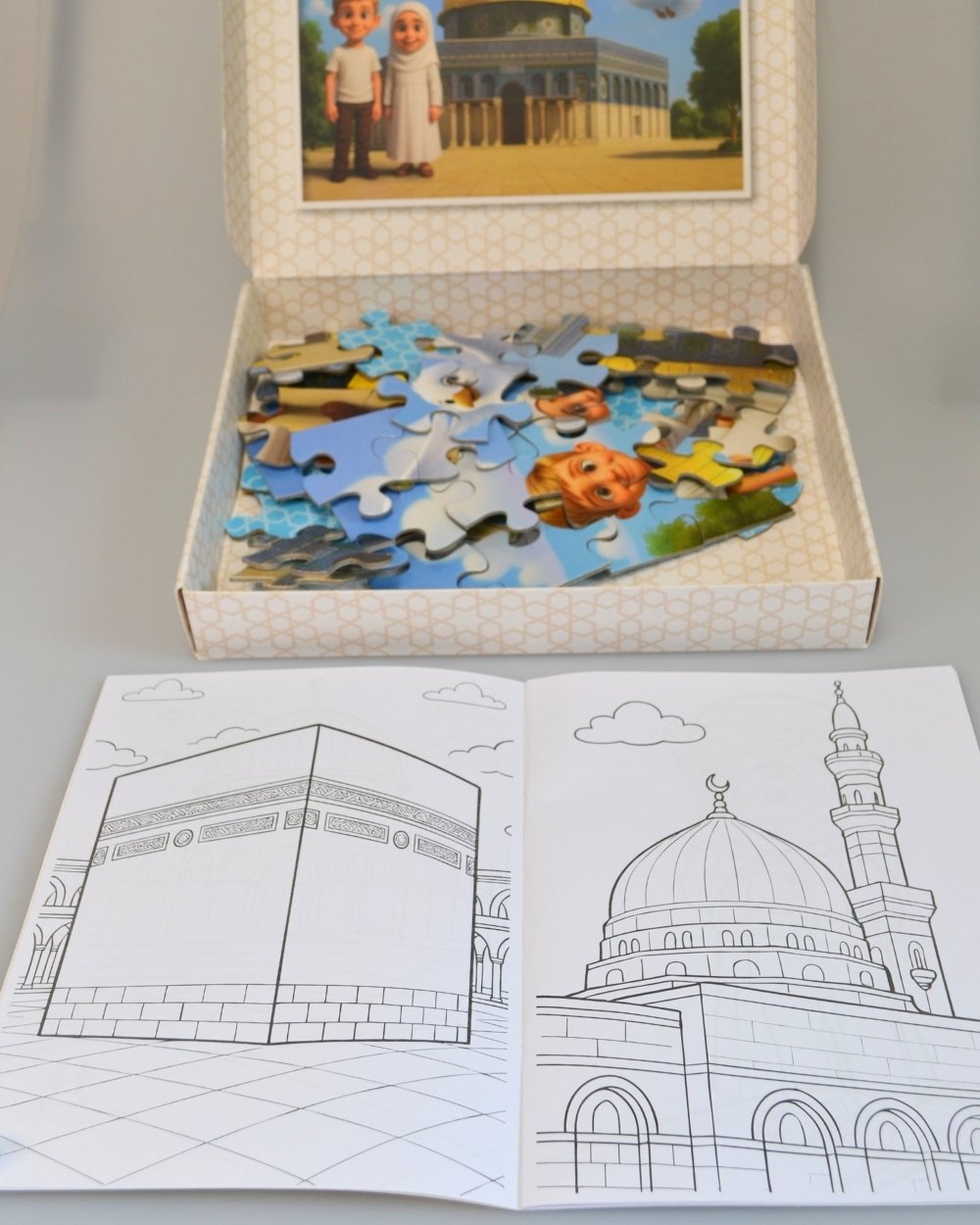 Mescid-i Aksa 54 Parça Çocuk Puzzle – Hikâye Kitabı ve Boyama Kitabı Hediyeli, Özel Kutulu