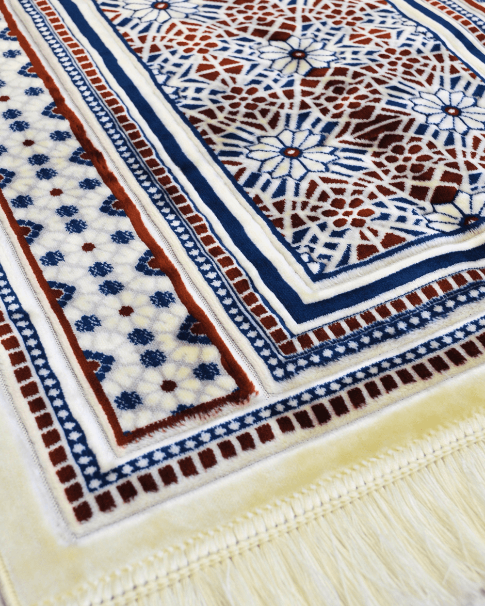 Lüks Kadife Seccade - 70x110 cm - Kalın Yumuşak Doku-Mihrap Desen Lacivert