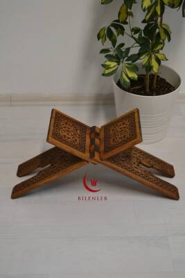 Kur’an-ı Kerim Rahlesi Selçuklu Desenli Model 2- Büyük Boy (18X65cm) Yakma İşçilikli