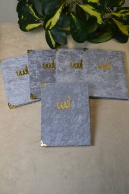 Kadife Kapaklı Allah Lafızlı Ekonomik Yasin Kitabı Gri - 12x17 cm; 128 Sayfa