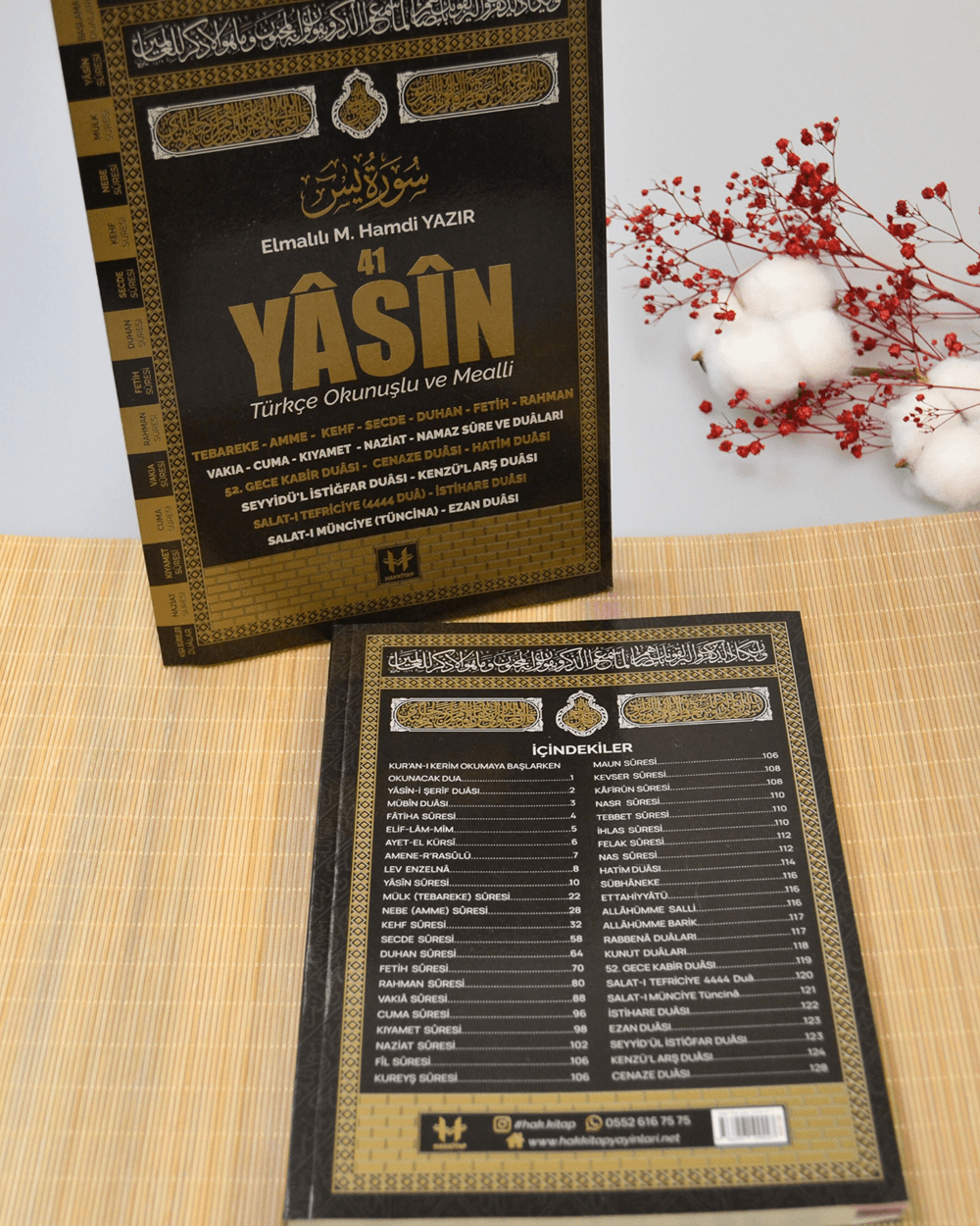 Türkçe Okunuşlu ve Mealli Fihristli 41 Yasin Dua Kitabı Orta Boy Siyah