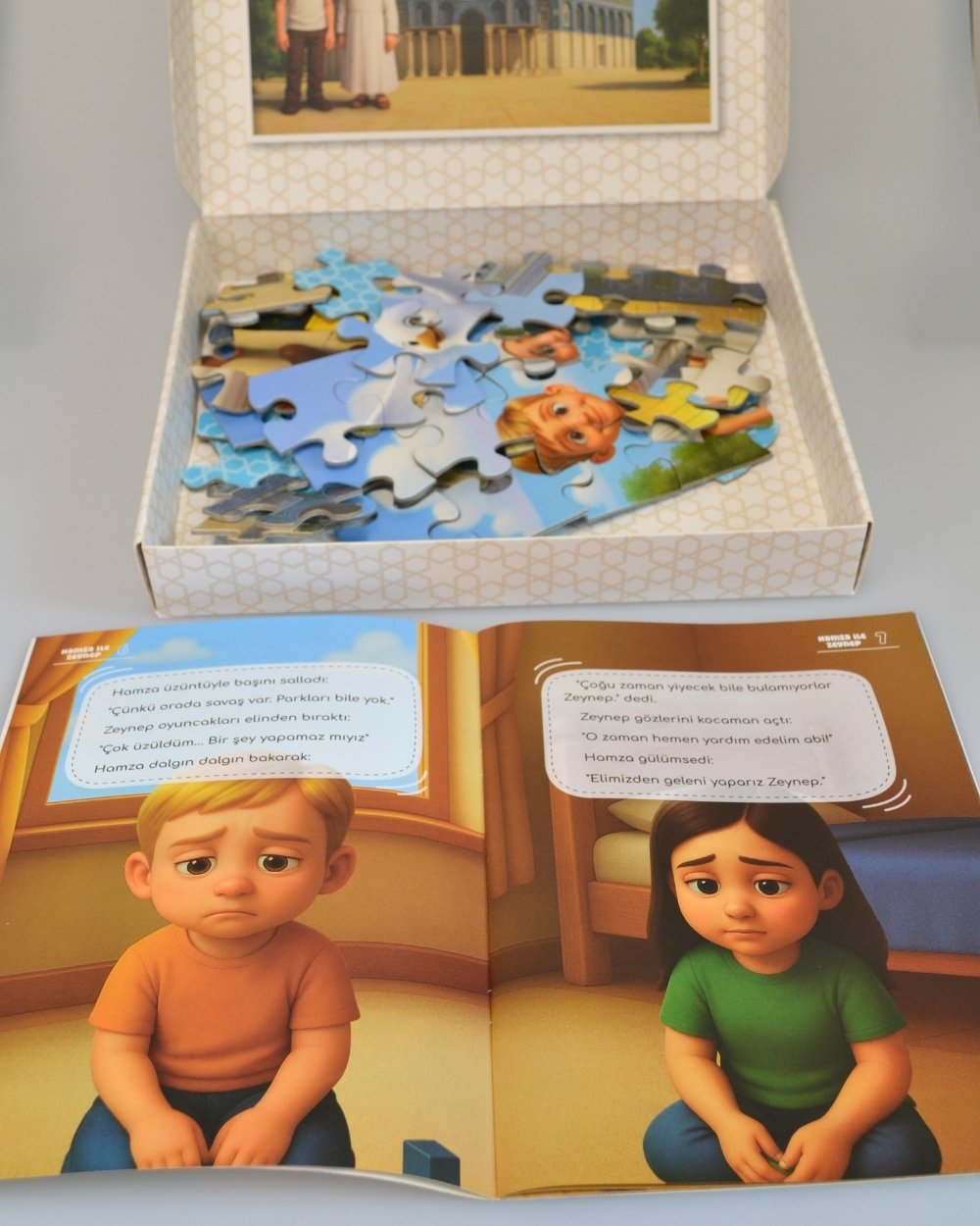 Mescid-i Aksa 54 Parça Çocuk Puzzle – Hikâye Kitabı ve Boyama Kitabı Hediyeli, Özel Kutulu