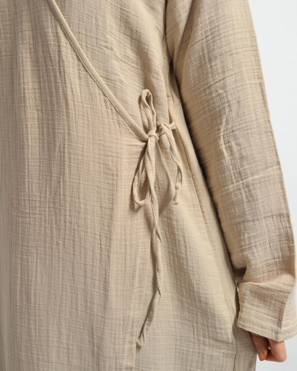 %100 Pamuk Müslin Namaz Elbisesi Yandan Bağlamalı -Terletmeyen Rahat Kumaş, 36-48 Beden, İbadet Kıyafeti