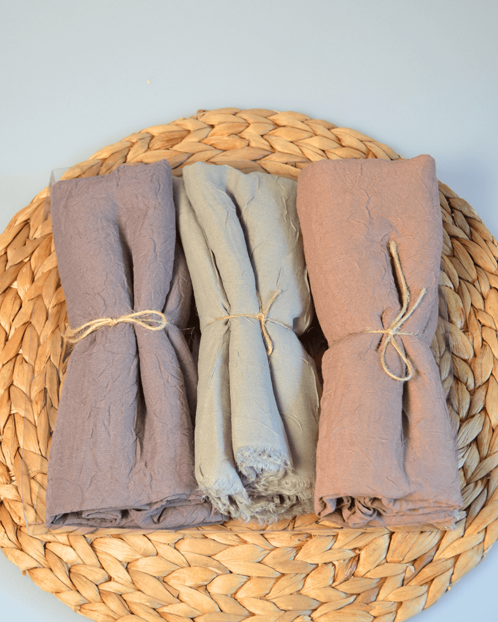Bambu Kraş Şal 3’lü Set Bej/ Su Yeşili/ Vizon– 75x210 cm | Nefes Alabilir; Terletmez; Tok Duruşlu Mevsimlik Kumaş